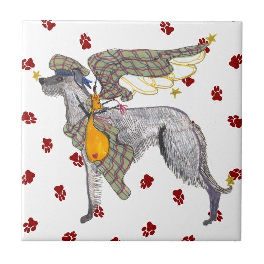 Gullivers EngelScottish Deerhound Fliese Trivet (Vorderseite)