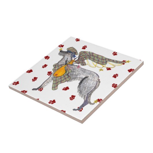 Gullivers EngelScottish Deerhound Fliese Trivet (Seite)