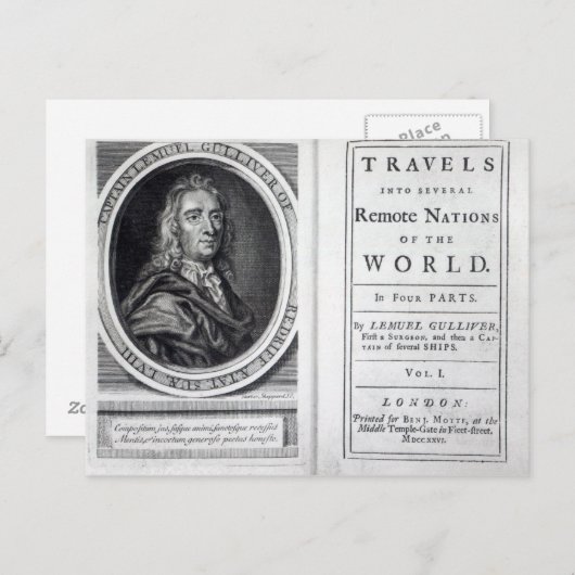 'Gullivers Reisen' von Jonathan Swift, 1726 Postkarte (Vorne/Hinten)