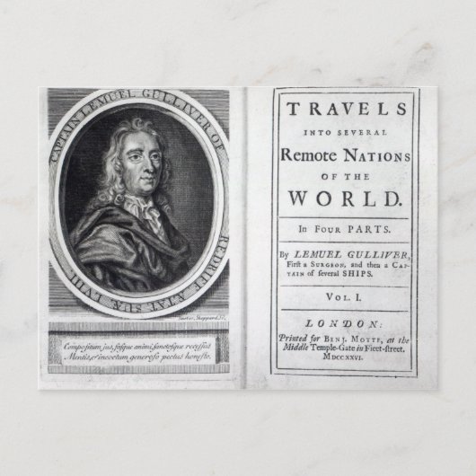 'Gullivers Reisen' von Jonathan Swift, 1726 Postkarte (Vorderseite)