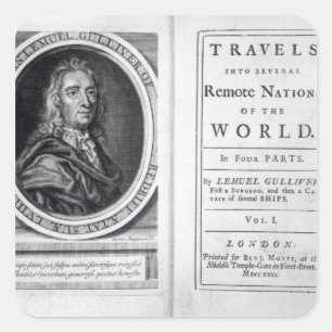 'Gullivers Reisen' von Jonathan Swift, 1726 Quadratischer Aufkleber