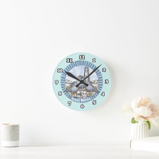 Gulls Guide Lighthouse Clock Runde Wanduhr (Zuhause)
