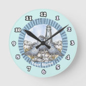 Gulls Guide Lighthouse Clock Runde Wanduhr (Vorderseite)