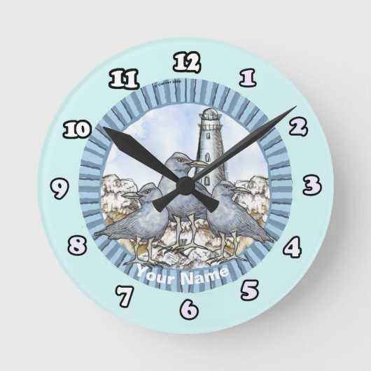Gulls Guide Lighthouse Clock Runde Wanduhr (Vorderseite)