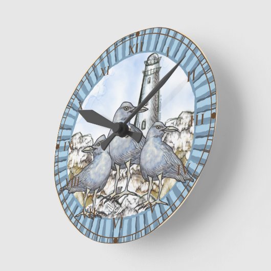 Gulls Guide Lighthouse Runde Wanduhr (Winkel)