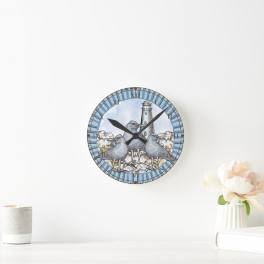 Gulls Guide Lighthouse Runde Wanduhr (Zuhause)