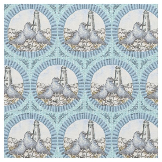 Gulls Guide Lighthouse Stoff (Nahaufnahme)