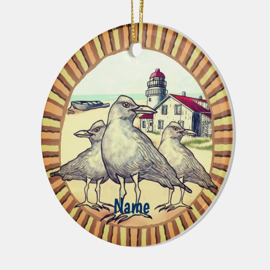 Gulls Lighthouse Keramik Ornament (Links)