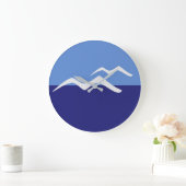 Gulls / Round (Large) Wall Clock Große Wanduhr (Zuhause)