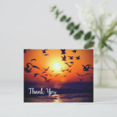 Gulls Silhouetted by Orange Sunset Vielen Dank Postkarte (Stehend Vorderseite)