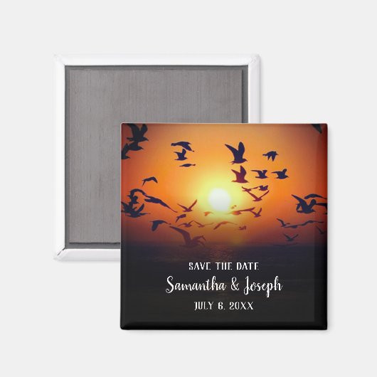 Gulls Sunset Foto Wedding Save the Date Magnet (Vorderseite/Rückseite)