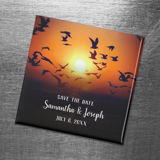 Gulls Sunset Foto Wedding Save the Date Magnet