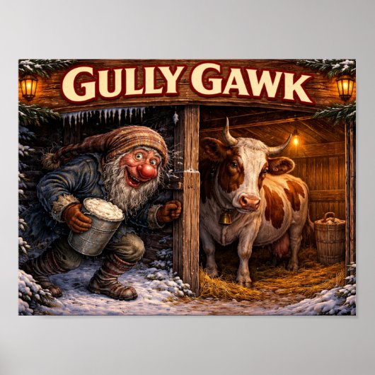 Gully Gawk Isländischer Yule Lad Postkarte Poster (Vorne)