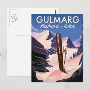 Gulmarg Kaschmiri Indien Skiposter Postkarte