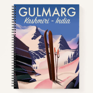 Gulmarg Kashmiri India Ski poster Notebook Pedesta Notizblock