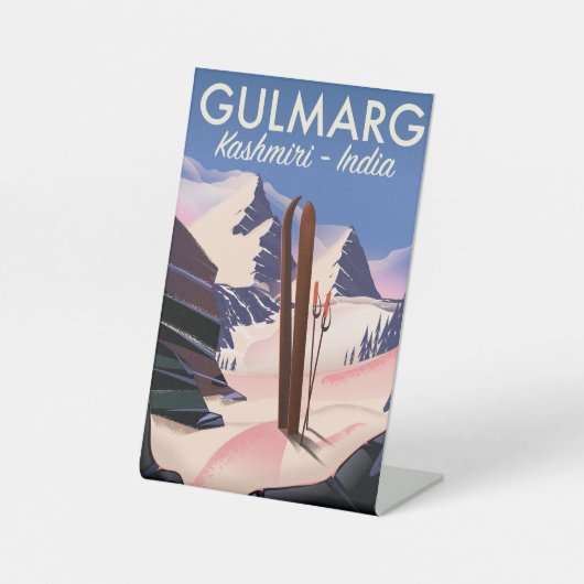 Gulmarg Kashmiri India Ski-Poster-Notebook Sockelschild (Vorderseite)