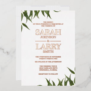 Gum Leaf und elegante traditionelle Hochzeit in Go Folieneinladung
