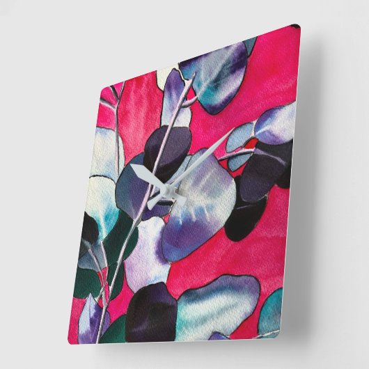 Gum verlasse Aquarellkunst Quadratische Wanduhr (Winkel)