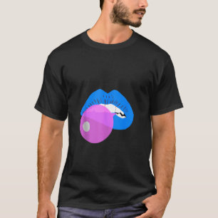 Gumball Blue Lips Mouth Bubble Gum Kiss Kaubu T-Shirt
