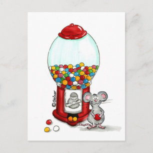 Gumball-Design mit niedlicher kleiner Maus Postkarte