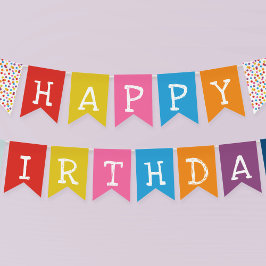 Gumball Machine Candy Bubble Gum Happy Birthday Wimpelkette