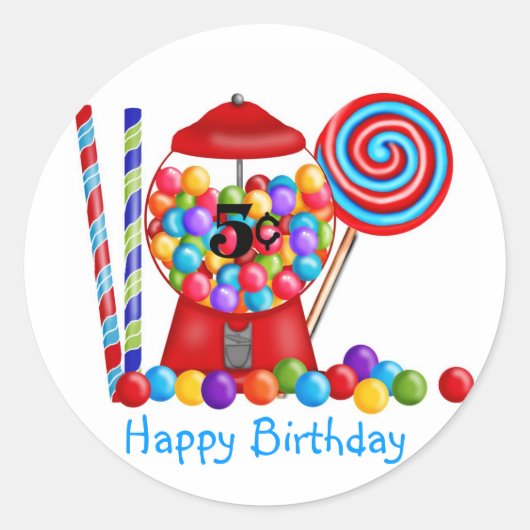 Gumball Machine Candy Lollipop Runder Aufkleber (Vorderseite)