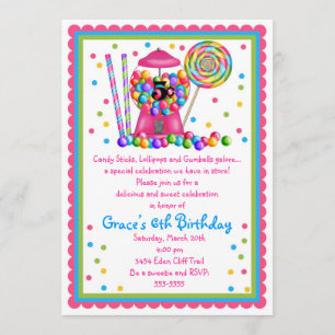 Gumball Maschinen-und Süßigkeits-Einladung Einladung