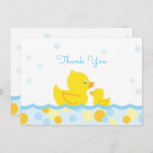 Gumber Ducky Baby Dusche Danke, blau und gelb Dankeskarte (Vorne/Hinten)