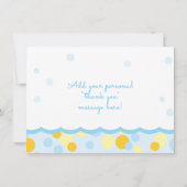 Gumber Ducky Baby Dusche Danke, blau und gelb Dankeskarte (Rückseite)