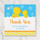 Gumber Ducky Baby Dusche Gelb Blau Vielen Dank Geschenkanhänger (Vorderseite)