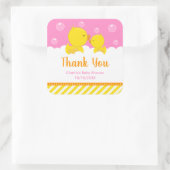 Gumber Ducky Baby Dusche Gelb Rosa Danke Quadratischer Aufkleber (Tasche)