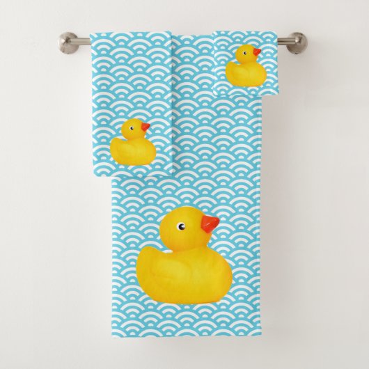 Gumber Ducky Duck Blue Waves Badetuch Set (Insitu)