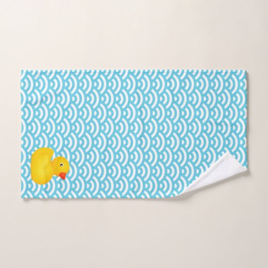 Gumber Ducky Duck Blue Waves Badetuch Set (Handtuch)