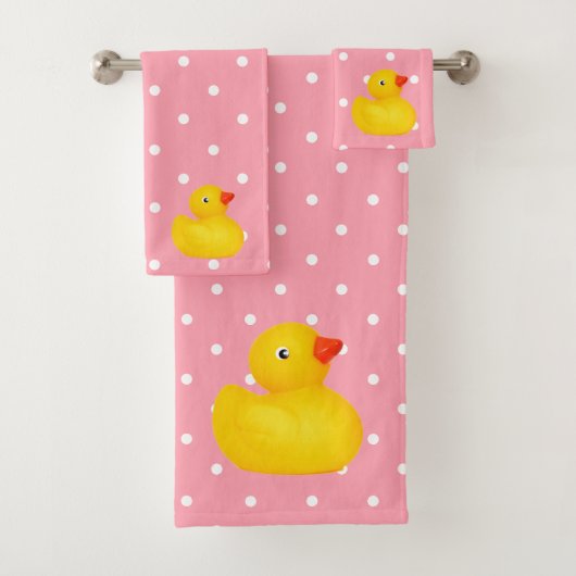 Gumber Ducky Duck Pink Girly Badezimmer Handtuch S Badhandtuch Set (Insitu)