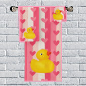 Gumber Ducky Duck Pink Hearts Set Handtuch im Bade