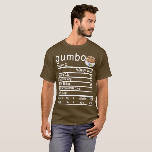 Gumbo Nutrition Facts-Label T-Shirt (Vorne ganz)