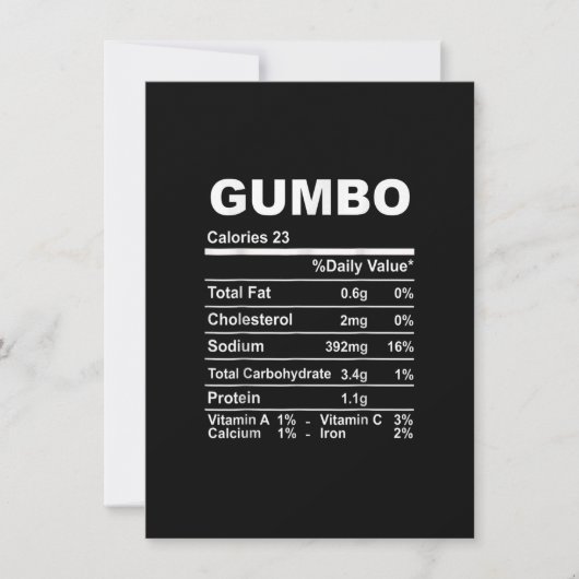 Gumbo Nutrition Fakten Erntedank Einladung (Vorderseite)