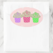 Gumdrop Cupcakes Ovaler Aufkleber (Tasche)
