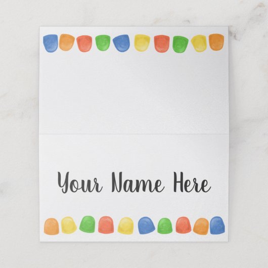 Gumdrop Multicolore Candy Holiday Platzkarte (Außenseite Aufgefaltet)