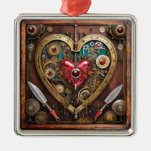 Gummen und Messer der Heart Steampunk Serie Ornament Aus Metall (Vorne)