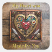 Gummen und Messer der Heart Steampunk Serie Quadratischer Aufkleber (Vorderseite)