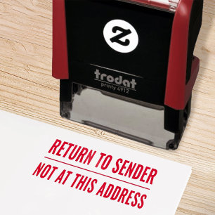 Gummi-Briefmarke kehrt an Sender zurück Nicht an A Permastempel
