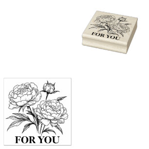 Gummi Briefmarke Peonies Var02 Gummistempel