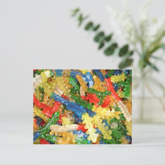 Gummi Centipedes Candy Postkarte (Stehend Vorderseite)