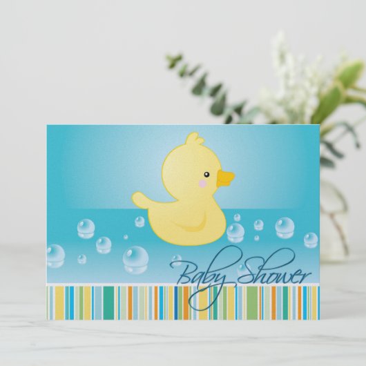 Gummi Duck Babydusche Einladung (Stehend Vorderseite)