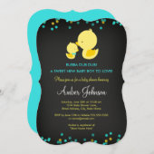 Gummi Duck Babydusche mit Kopfbrett Einladung (Vorne/Hinten)