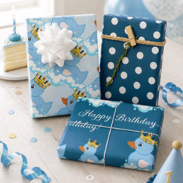 Gummi Duck (blau) Geburtstagsparty Wrapping Paper Geschenkpapier Set