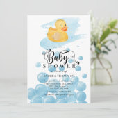 Gummi Duck | Blue Baby Dusche Einladung (Stehend Vorderseite)