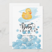 Gummi Duck | Blue Baby Dusche Einladung (Vorne/Hinten)