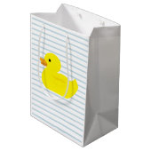 Gummi Duck Blue Strip Geschenktasche Mittlere Geschenktüte (Rückseite Schrägansicht)